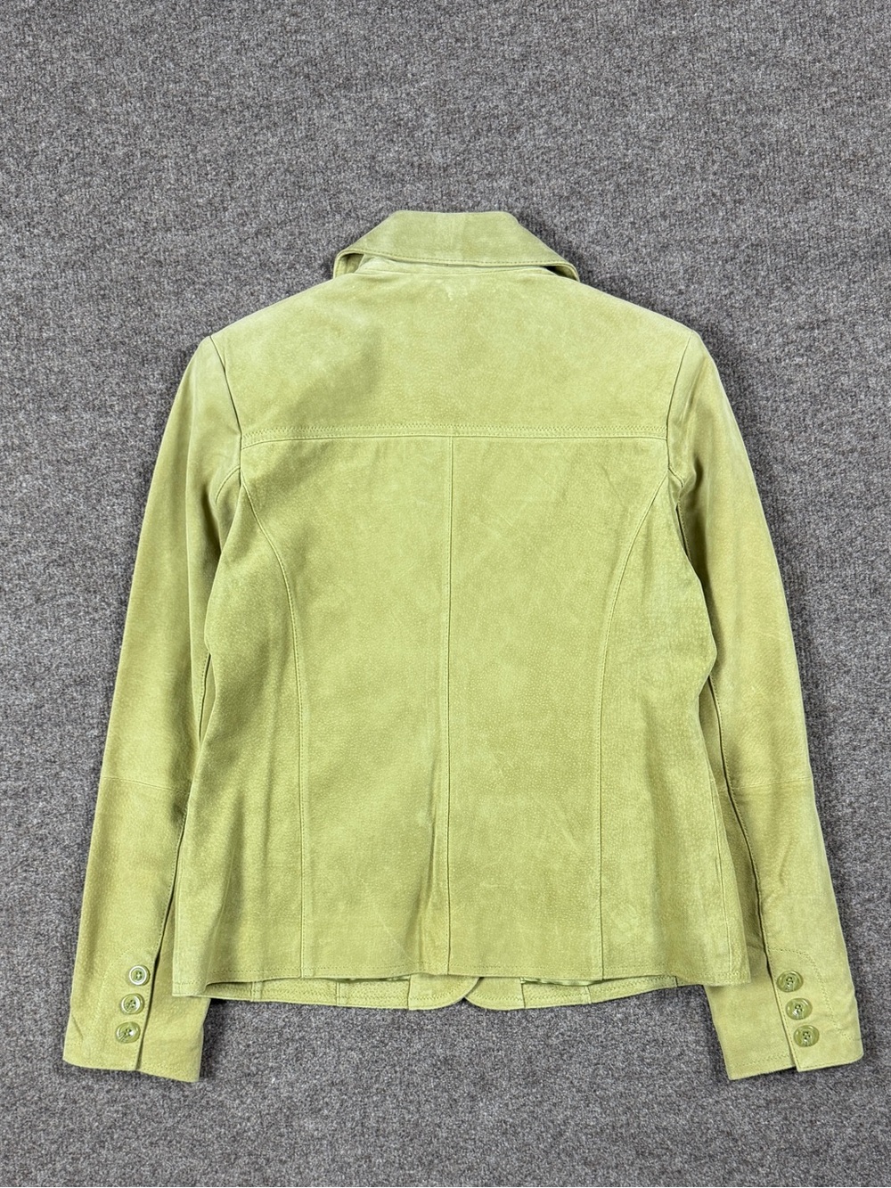 NWT Green Suede Leather Blazer Jacket Women’s S Lightweight Button Front Y2K - Picture 3 of 11